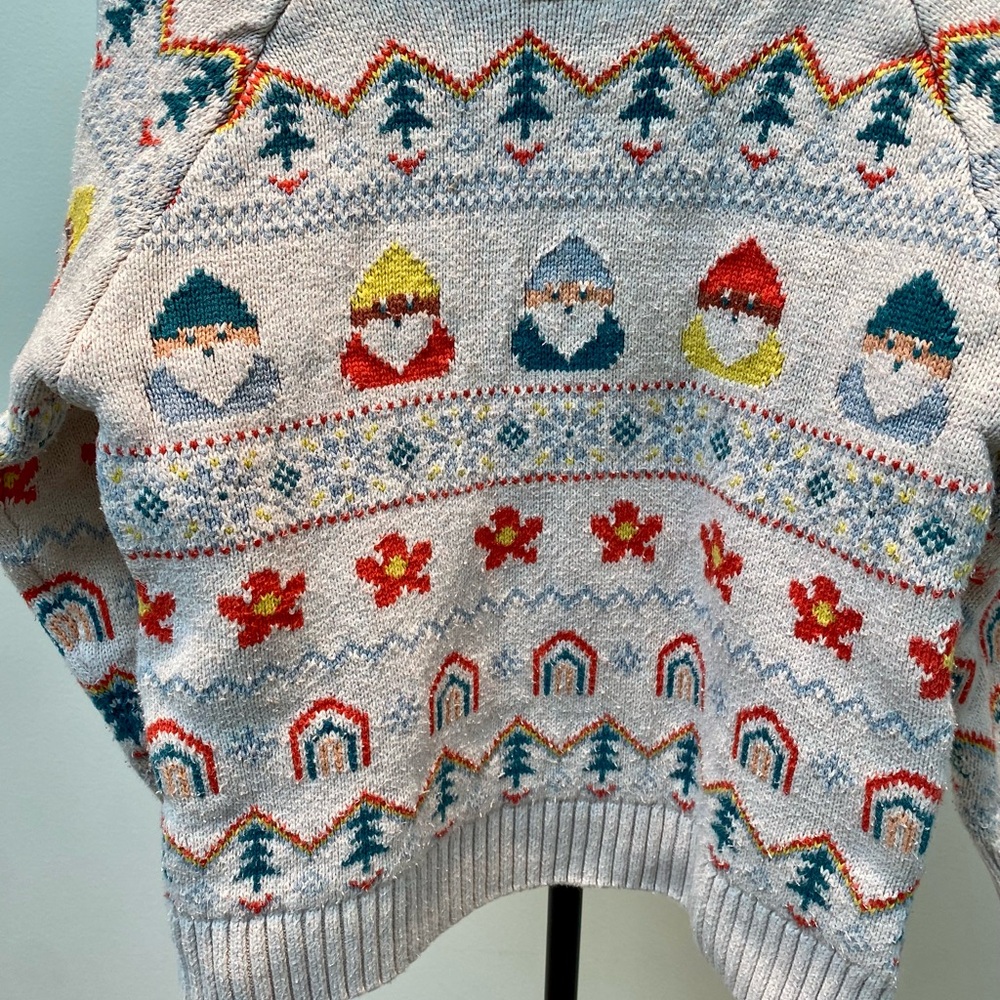 Hanna Andersson Gnome Patterned Sweater - Cream, Red, Blue, Yellow - Picture 8 of 13